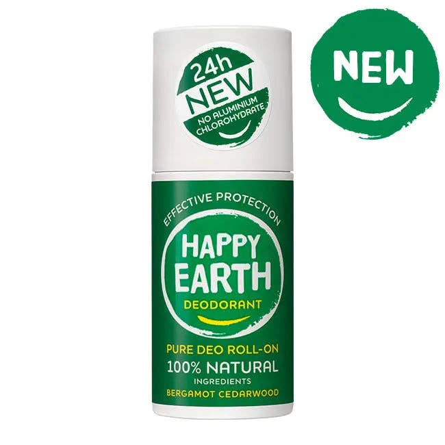 Happy Earth - Natural Roll-On Deodorant with Bergamot and Cedar