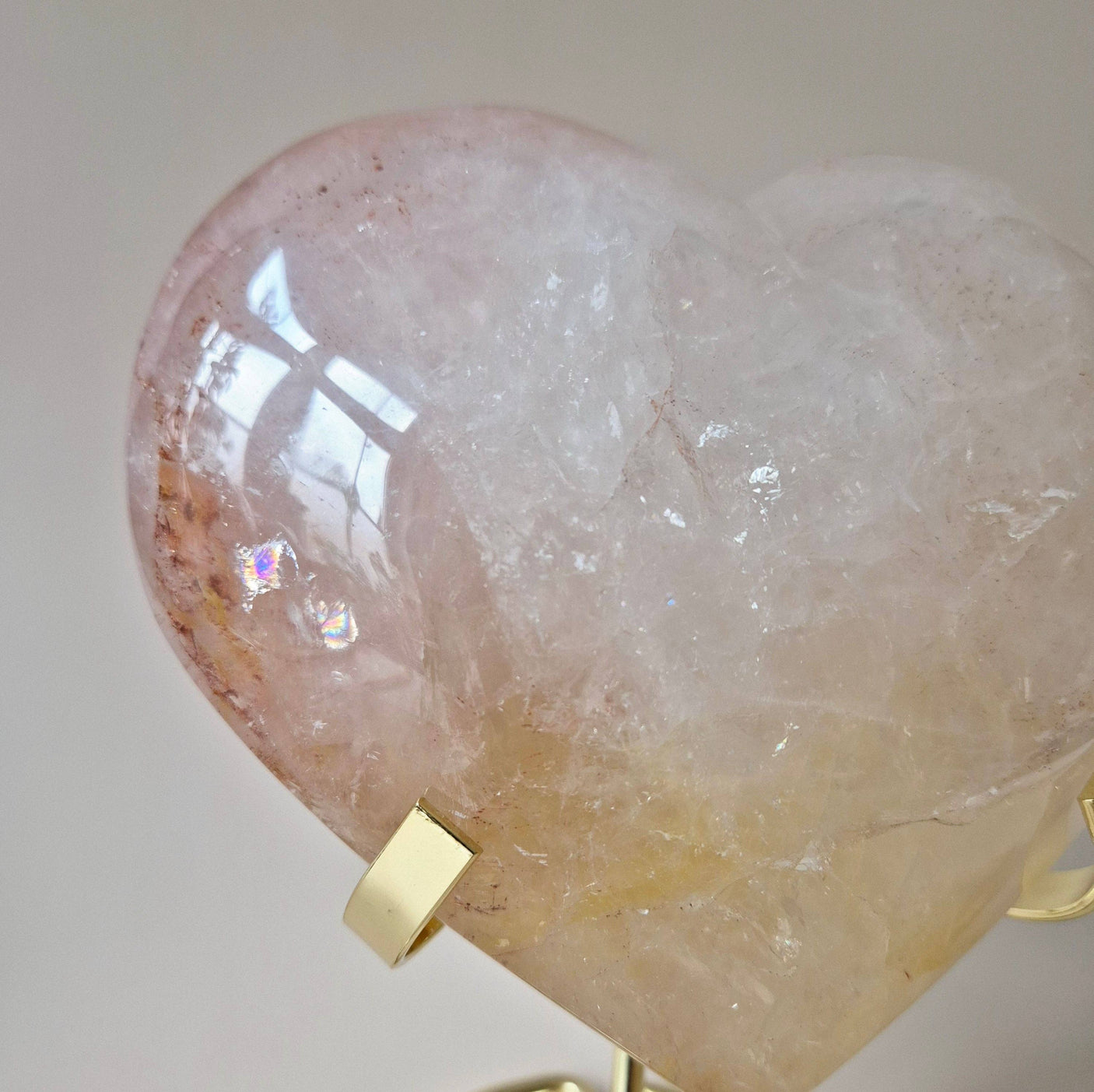 XXL Gran Corazón de Cuarzo de Fuego de Piedra Preciosa -1243 gr
