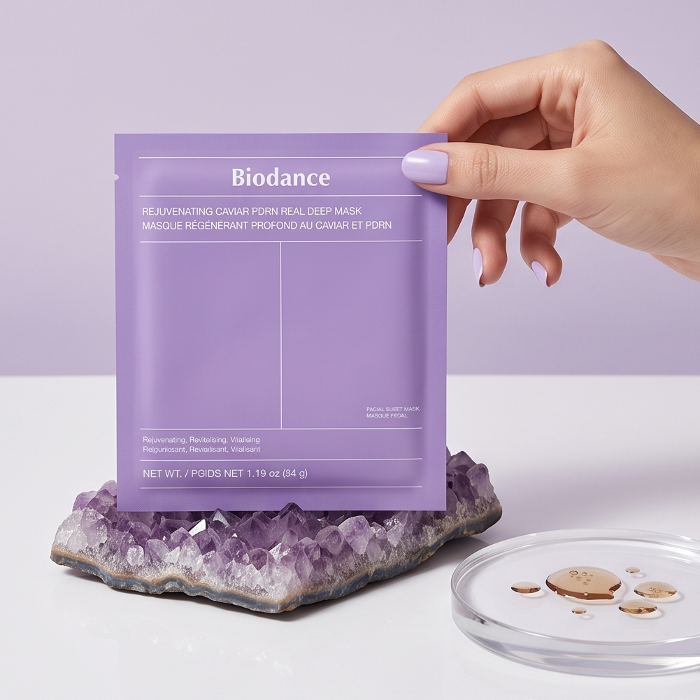 Textura de hidrogel de la mascarilla Biodance Caviar PDRN