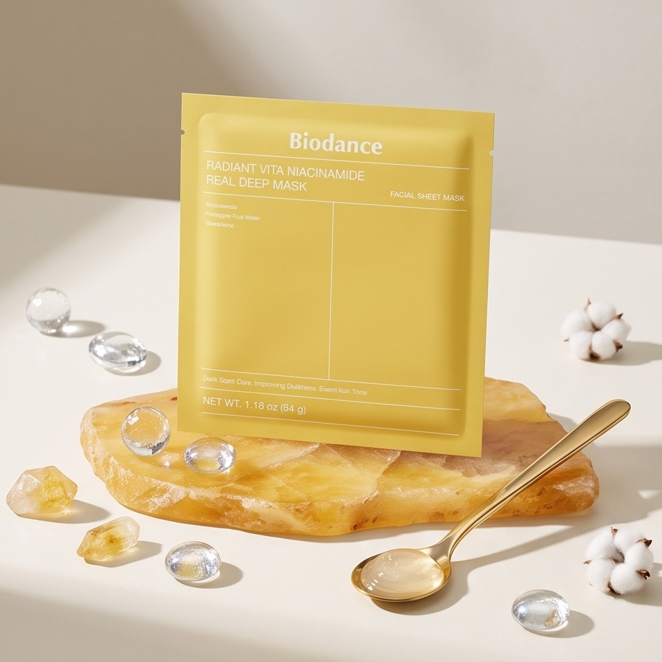 Detalle del envase de la Biodance Radiant Vita Niacinamide Real Deep Mask
