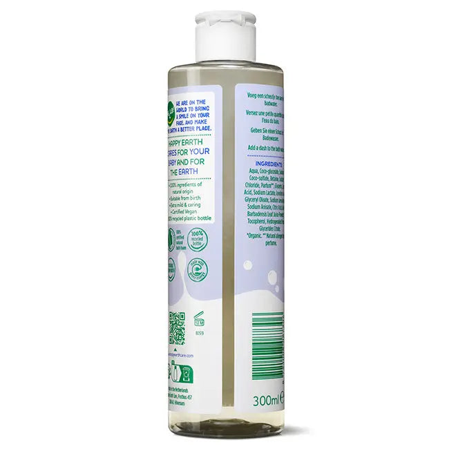 Reverso de la botella de espuma de baño Happy Earth Baby & Kids de 300 ml