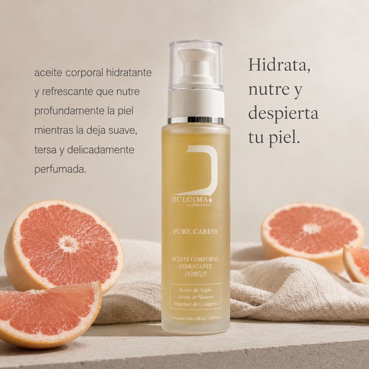 Pure Caress Pomelo · Aceite Corporal Hidratante 100 ml — Dulcima
