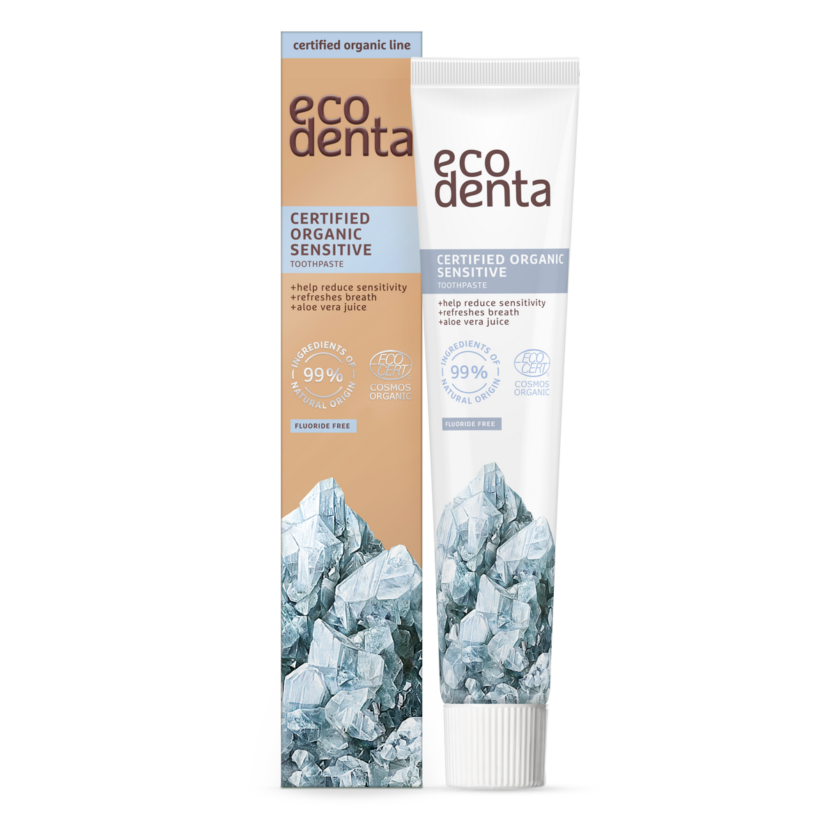 Tubo de Ecodenta Dentífrico Organic Sensitive sin flúor 75 ml