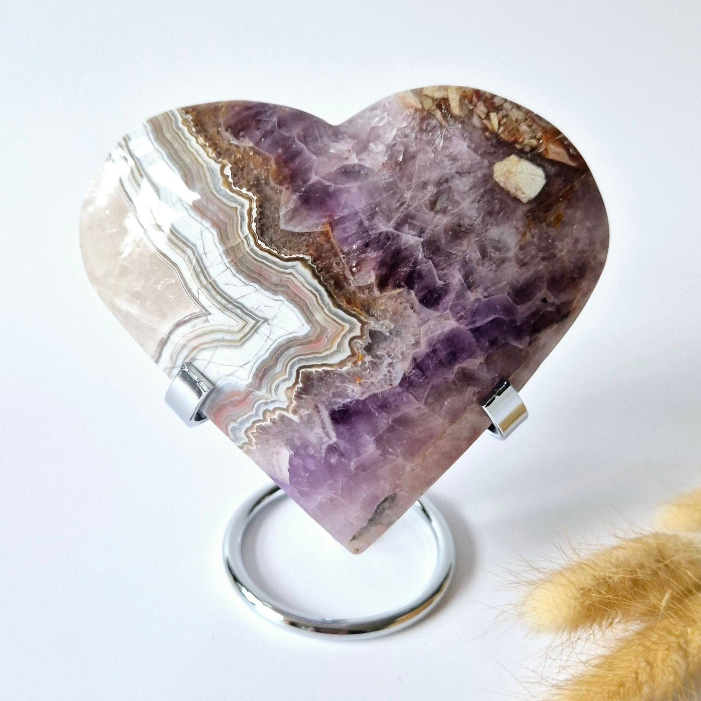 Piedra natural de amatista y ágata XL en corazón decorativo