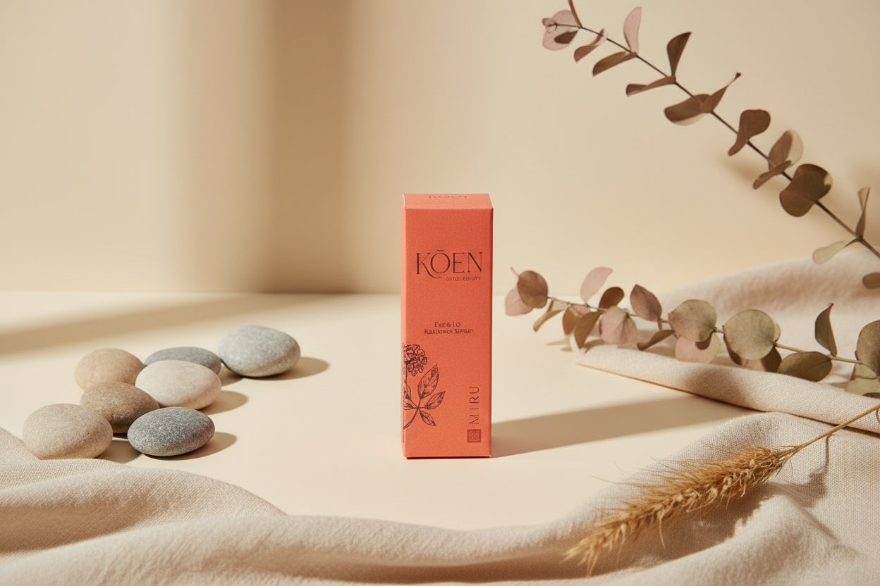 Serum MIRU Eye & Lip Radiance de KÕEN Japan Beauty, tratamiento específico para ojos y labios disponible en Biovardi.