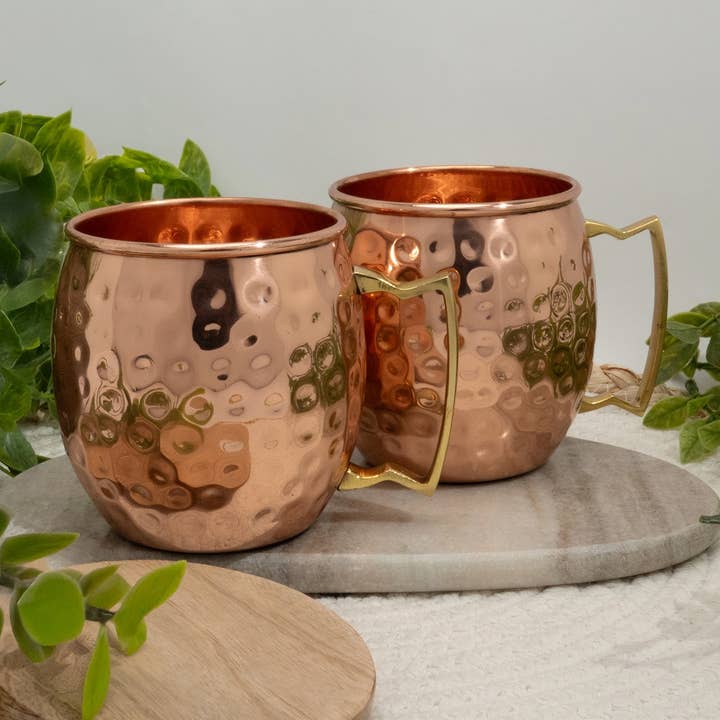 Set de 2 jarras de cobre martillado 470 ml