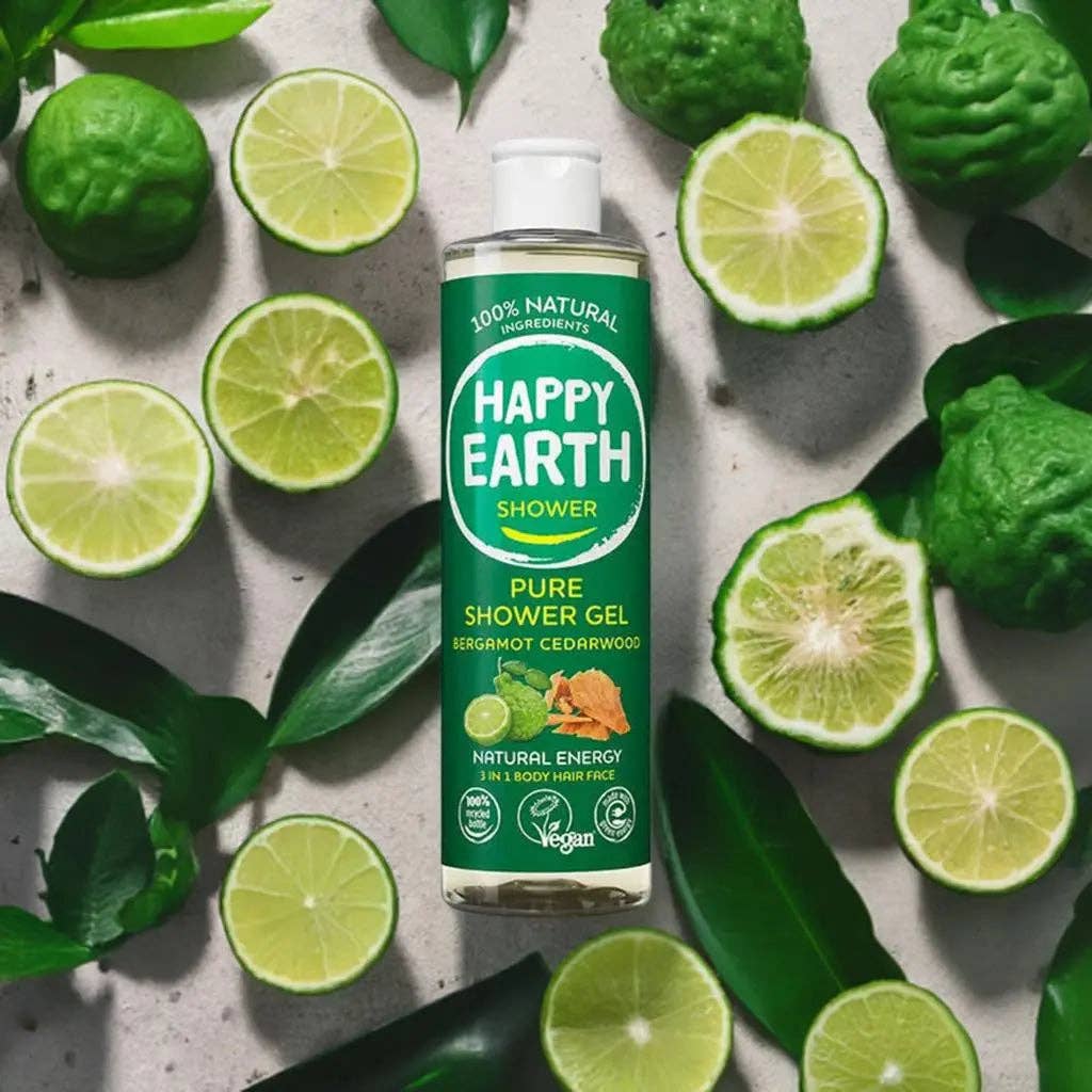 Happy Earth - Natural Bergamot Cedar Shower Gel