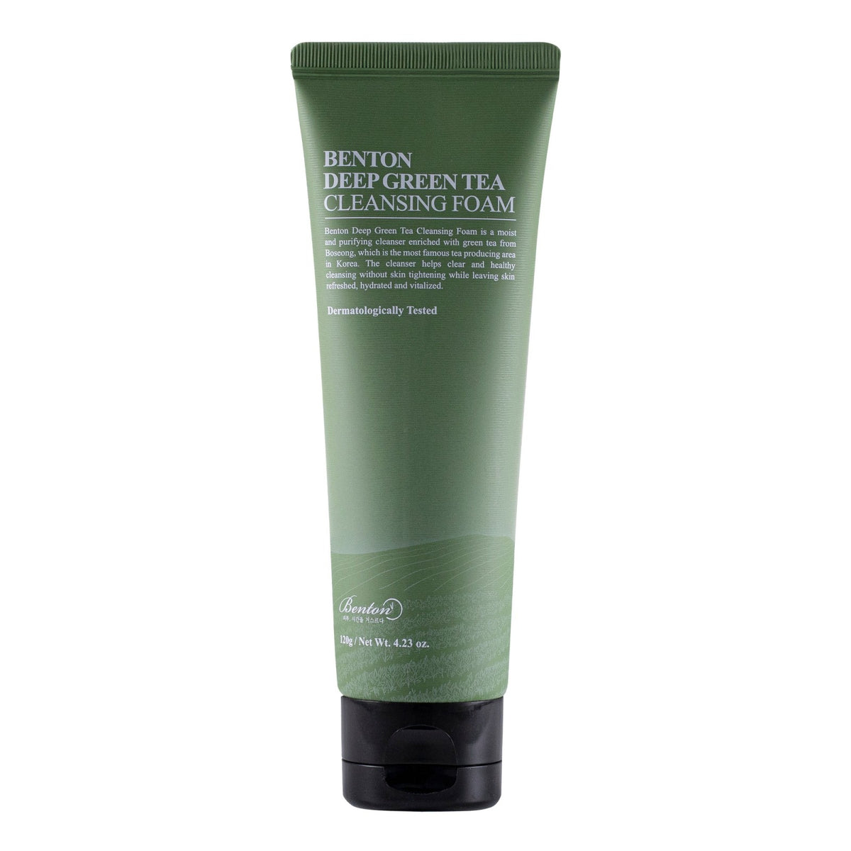 Envase de Benton Deep Green Tea Espuma limpiadora facial 120 g