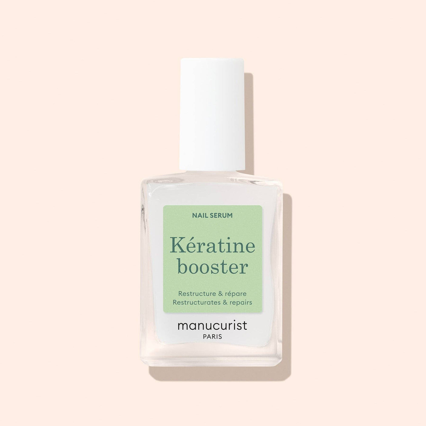 Serum fortalecedor Kératine Booster de Manucurist para reparar uñas quebradizas en Biovardi.