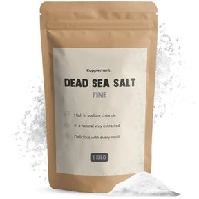 Bolsa de 1 kg de sal del Mar Muerto fina de Cupplement, sin refinar