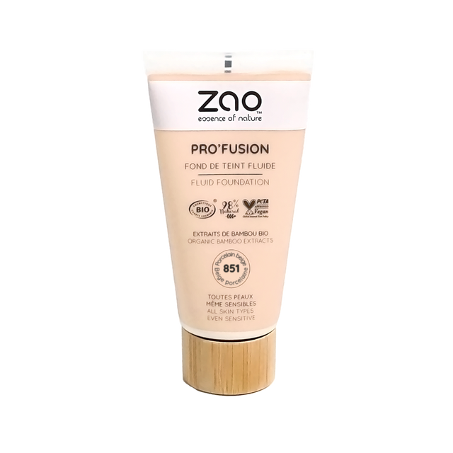 ZAO Pro’Fusion Base de maquillaje fluida Bio 30 ml - 851 Beige Porcelana