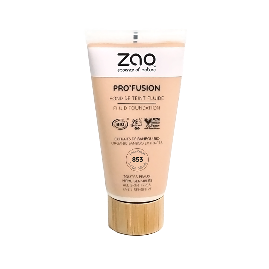 ZAO Pro’Fusion Base de maquillaje fluida Bio 30 ml - 853 Beige Pétalo