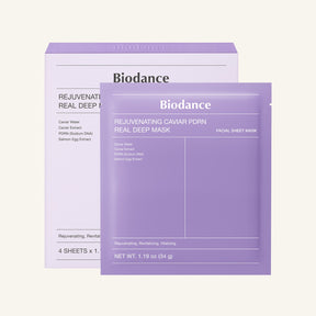 Biodance Caviar PDRN Real Deep Mask · Pack de 4 - caja y sobre de mascarilla facial