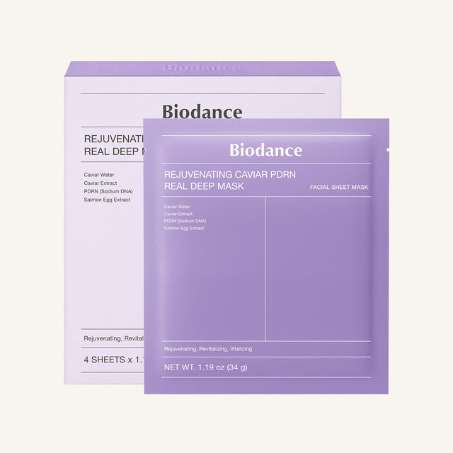 Biodance Caviar PDRN Real Deep Mask · Pack de 4 - caja y sobre de mascarilla facial