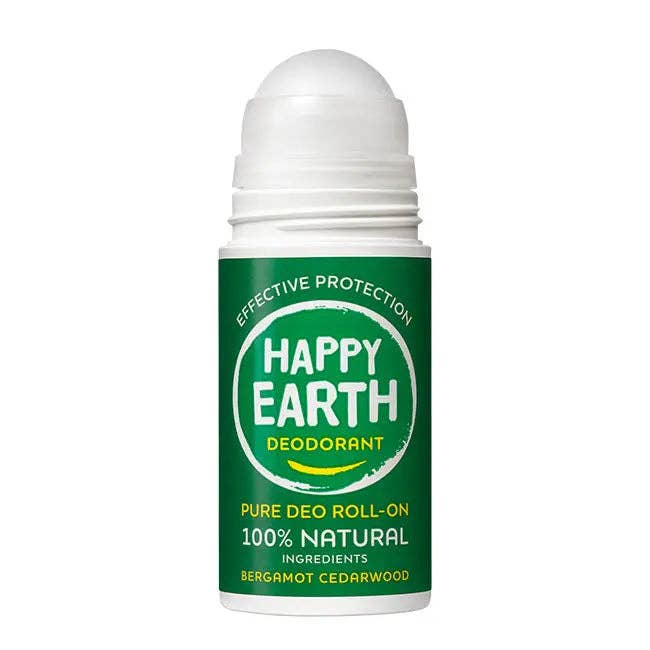 Happy Earth - Desodorante Natural en Roll-On Bergamota y Cedro