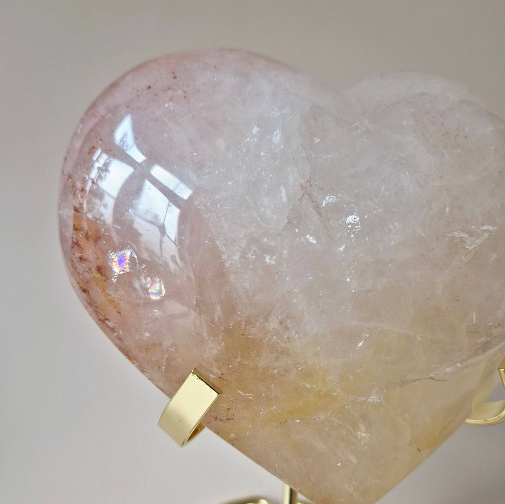 XXL Gran Corazón de Cuarzo de Fuego de Piedra Preciosa -1243 gramos de Cuarzo Hematoide
