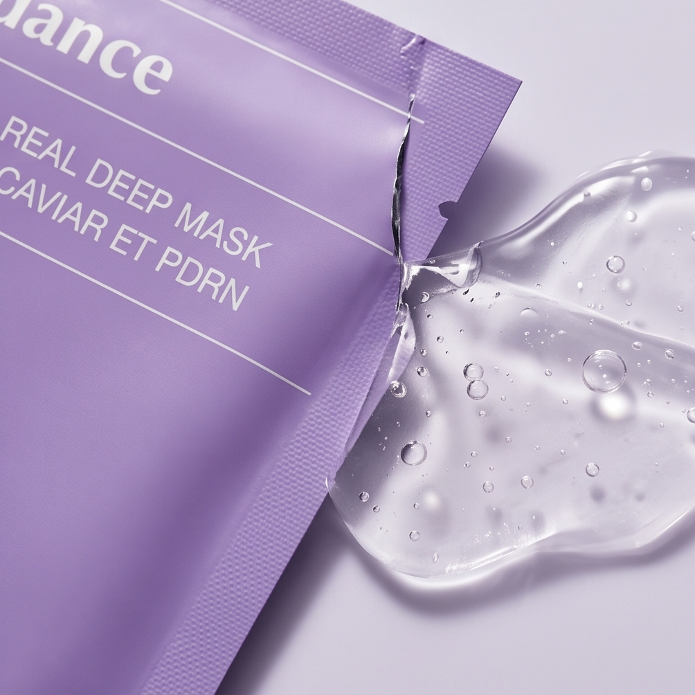Mascarilla Biodance de caviar y PDRN aplicada sobre el rostro