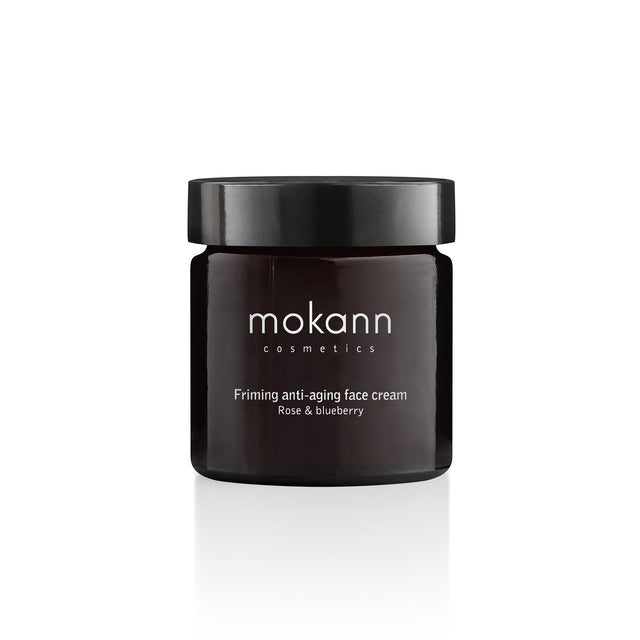 Envase de Mokann Crema facial reafirmante Rosa y Arándano 60 ml