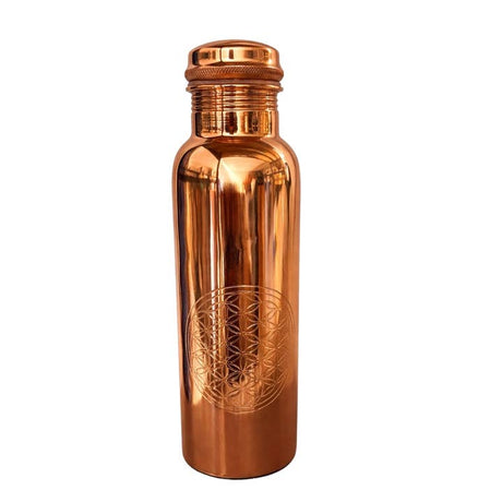 Botella de cobre Flor de la Vida pulida 1 L - detalle 2