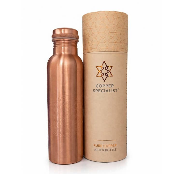 Botella de cobre Flor de la Vida mate 1 L - detalle 4