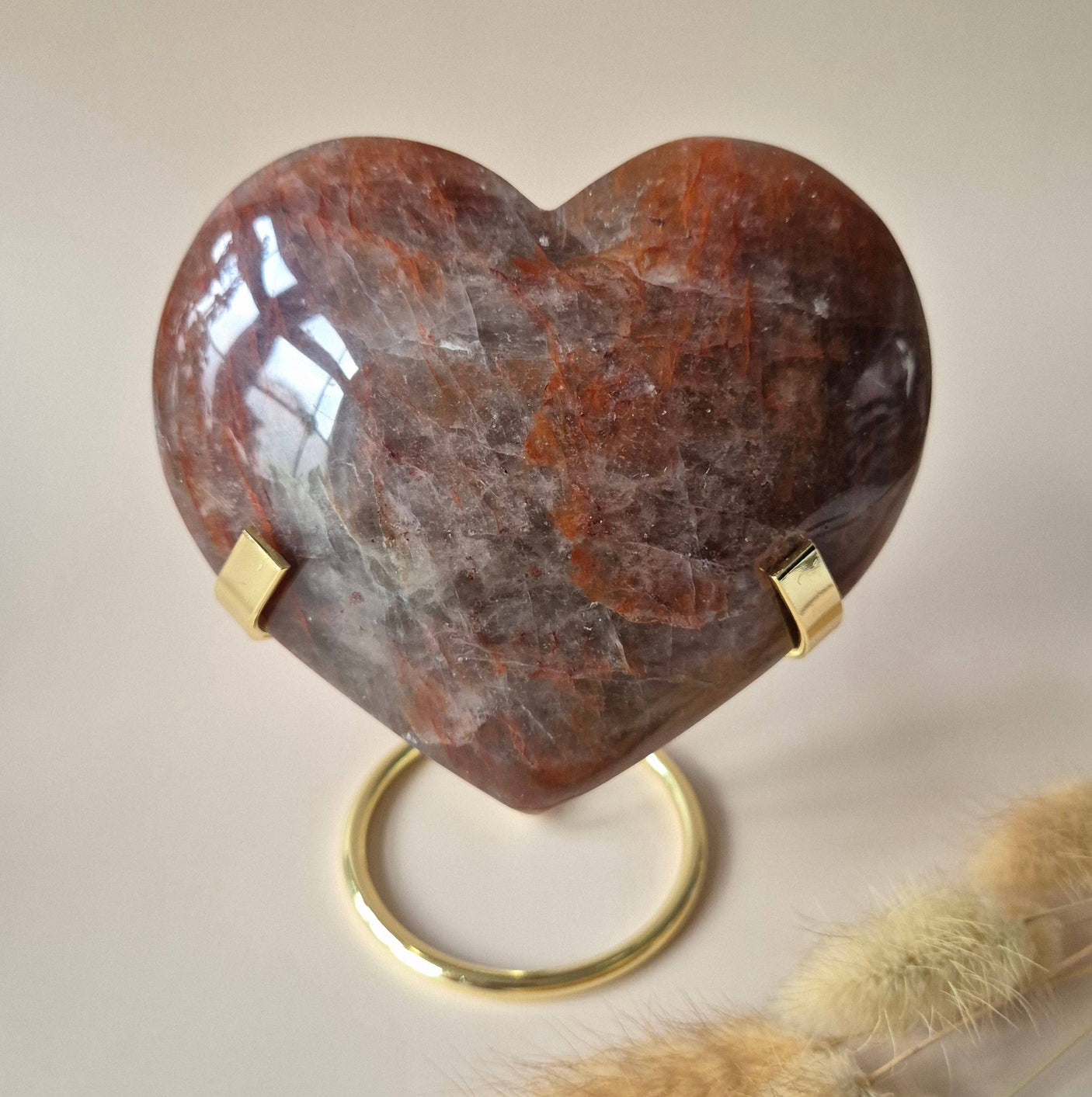 XXL Piedra Preciosa Gran Corazón de Cuarzo de Fuego -753 gramos Cuarzo Hematoide