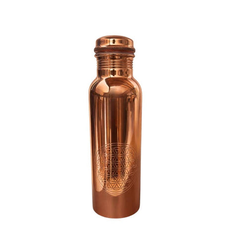 Botella de cobre Flor de la Vida pulida 850 ml - detalle 2