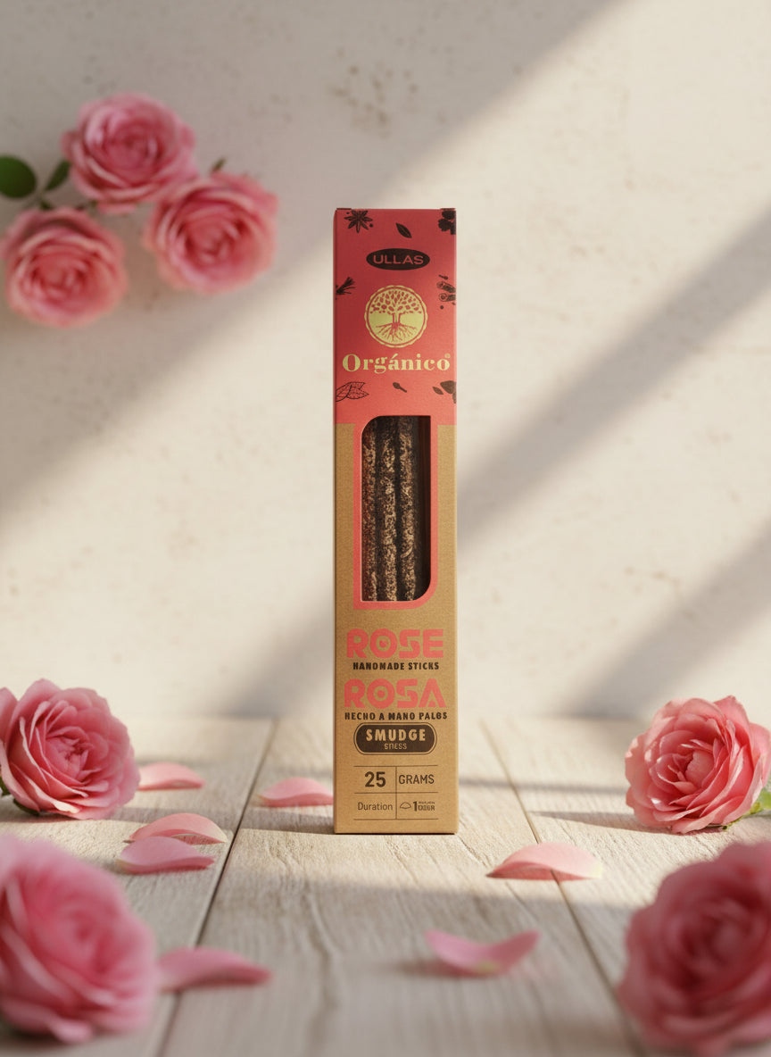 Incienso Orgánico de Rosa Ullas – Palos Artesanales 25 g