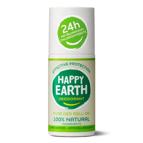 Envase de Happy Earth Desodorante roll-on con alumbre 75 ml — Sin perfume