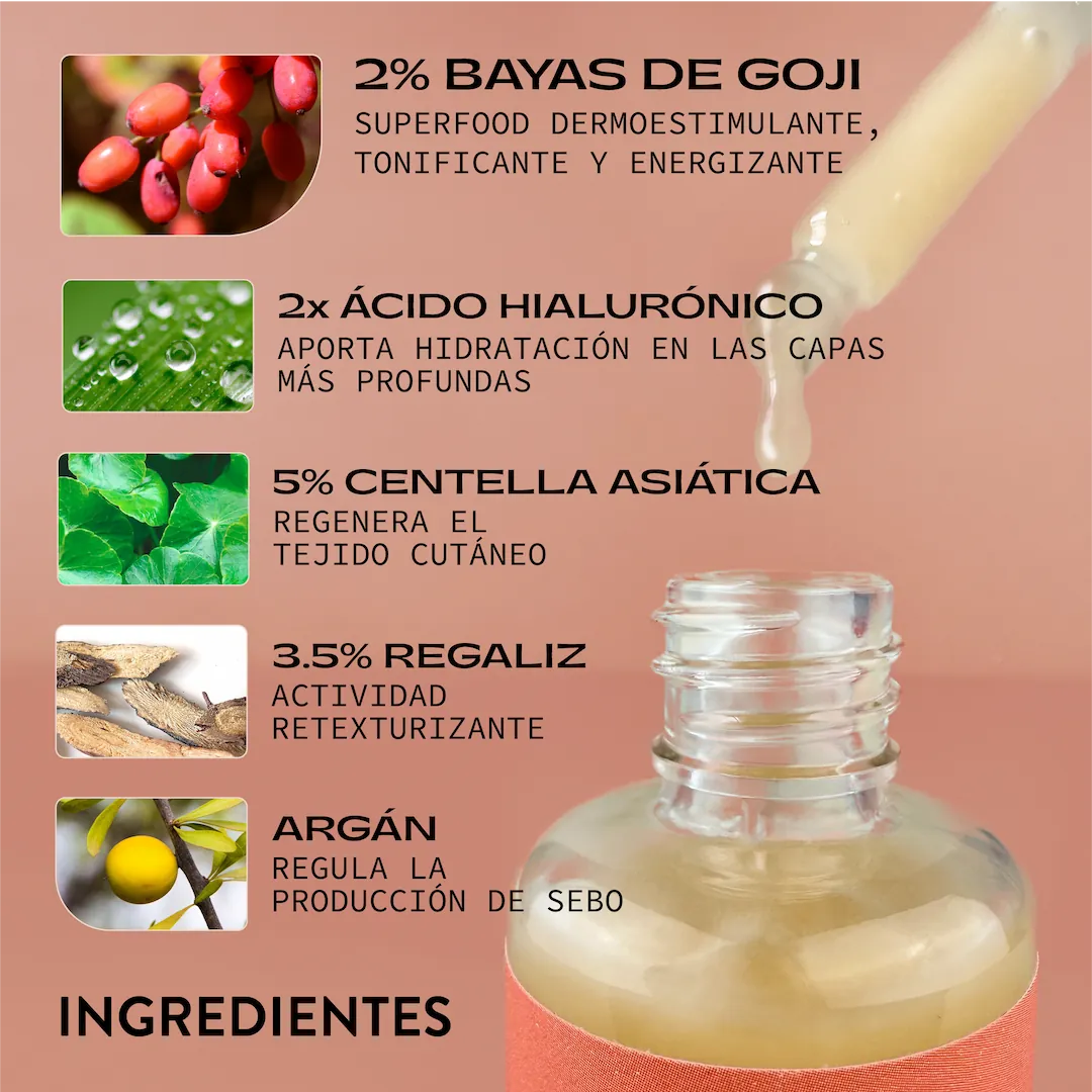 Sérum Hidratante Facial con Ácido Hialurónico y Goji 30 ml
