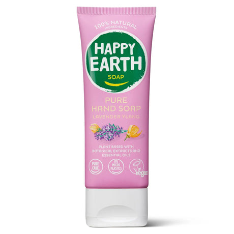 Envase de Happy Earth Jabón de manos Lavender Ylang 75 ml