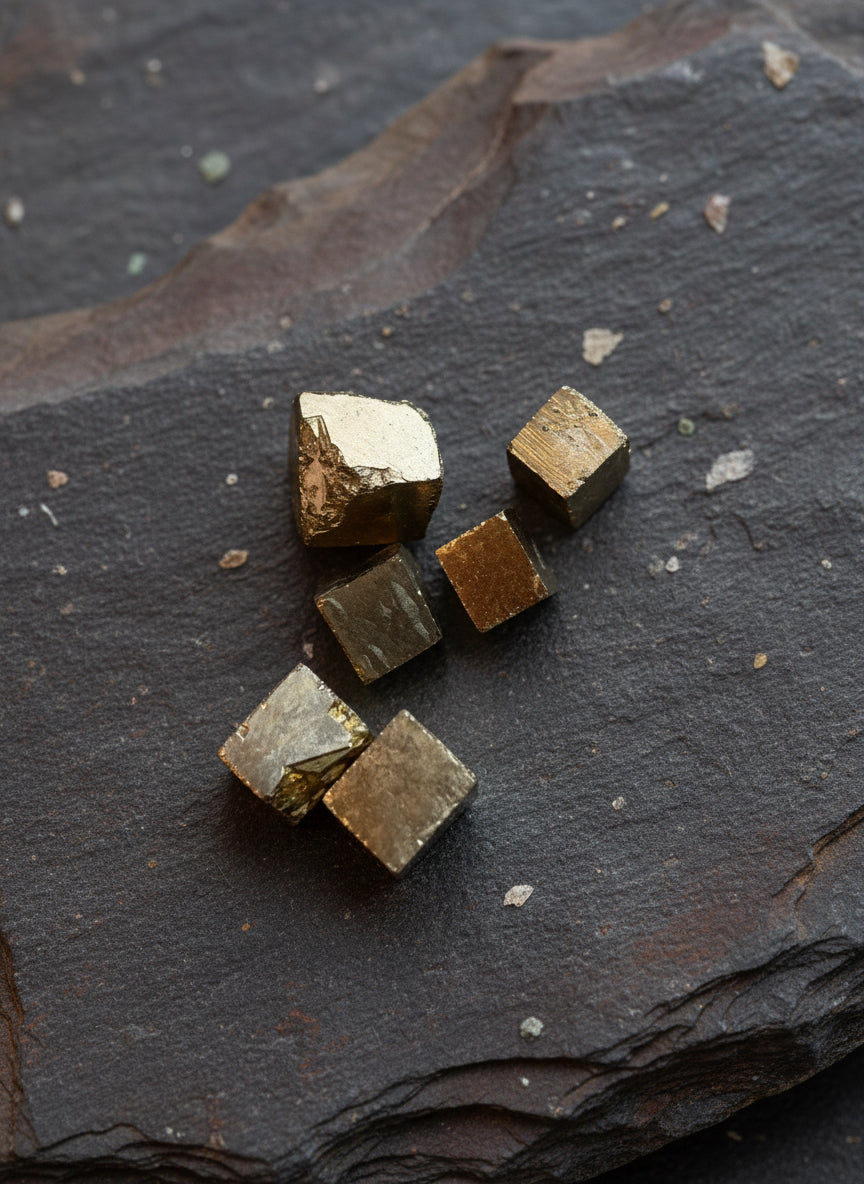 Pirita natural en bruto cuadrada sin pulir con brillo metálico original