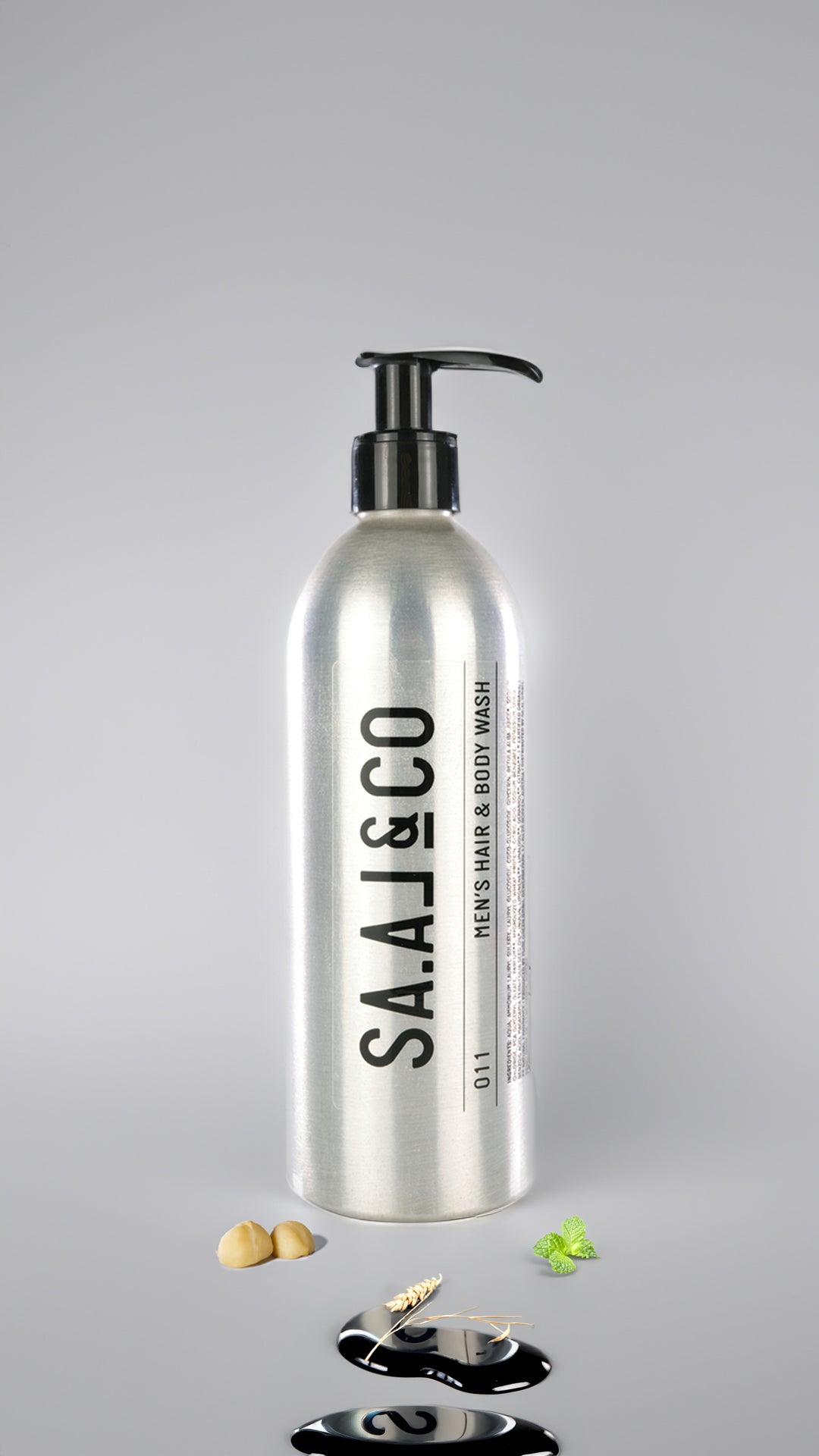 Frasco con dosificador SA.AL&CO 011 Hair & Body Wash de 350 ml con elementos vegetales