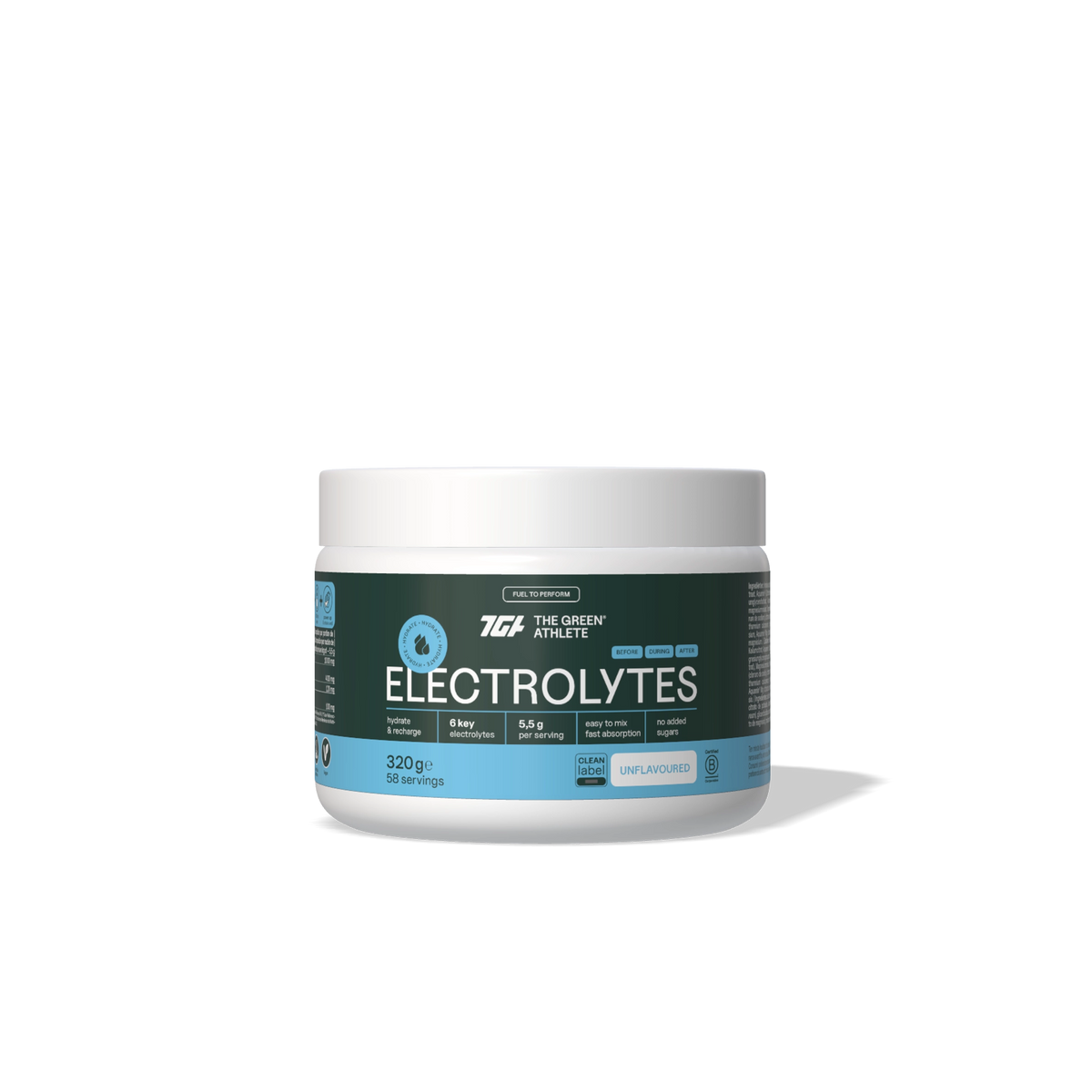 The Green Athlete Electrolitos sin sabor 320 g - envase
