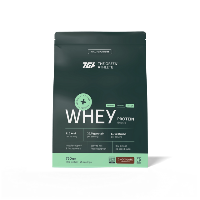 The Green Athlete Whey Protein Isolate chocolate 750 g - envase