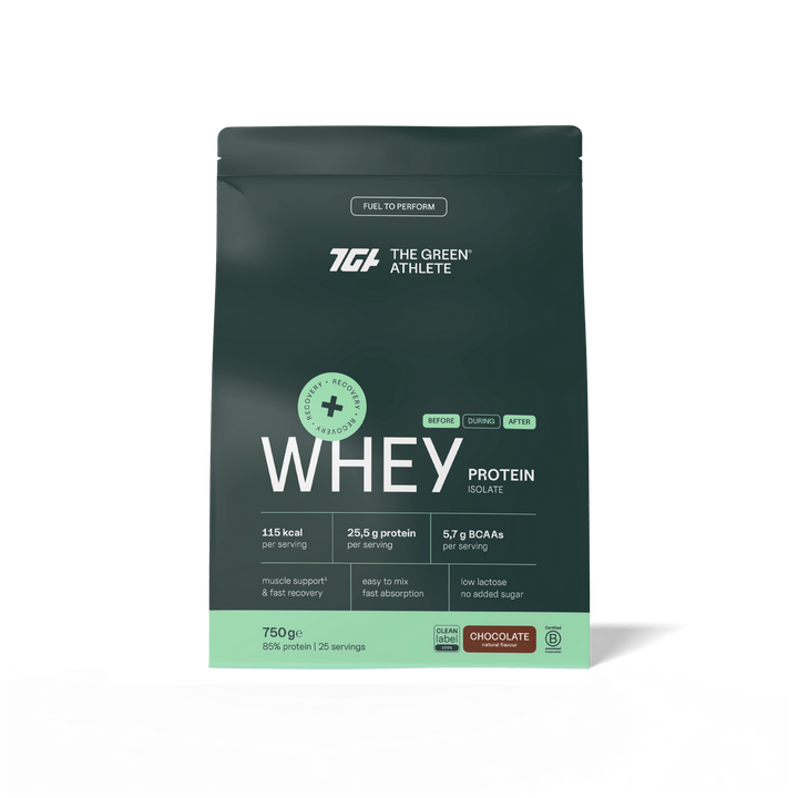 The Green Athlete Whey Protein Isolate chocolate 750 g - envase