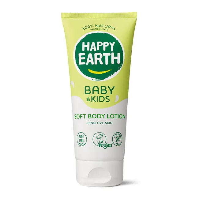 Envase de Happy Earth Baby & Kids Loción corporal suave 200 ml