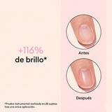 Comparativa de resultados: +116% de brillo inmediato tras usar Glossy Booster Duo.