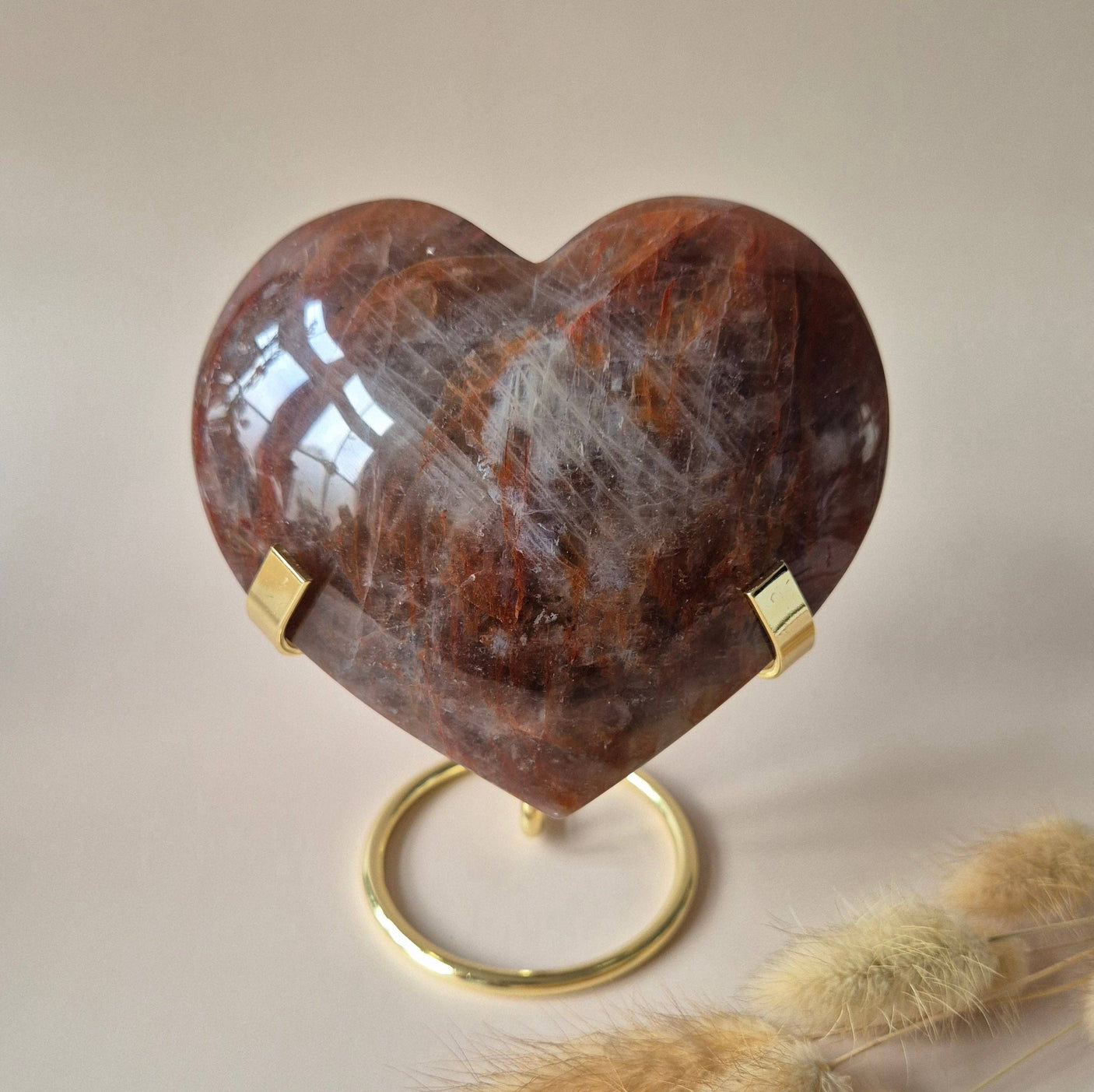XXL Piedra Preciosa Gran Corazón de Cuarzo de Fuego -753 gramos Cuarzo Hematoide
