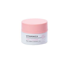 Tarro con tapa rosa claro del bálsamo Bioearth Vitaminica Omega 3-6-9 y ceramida de 50 ml