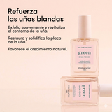 Infografía de la Base Fortificante Manucurist: refuerza uñas blandas, favorece el crecimiento y solidifica la placa.
