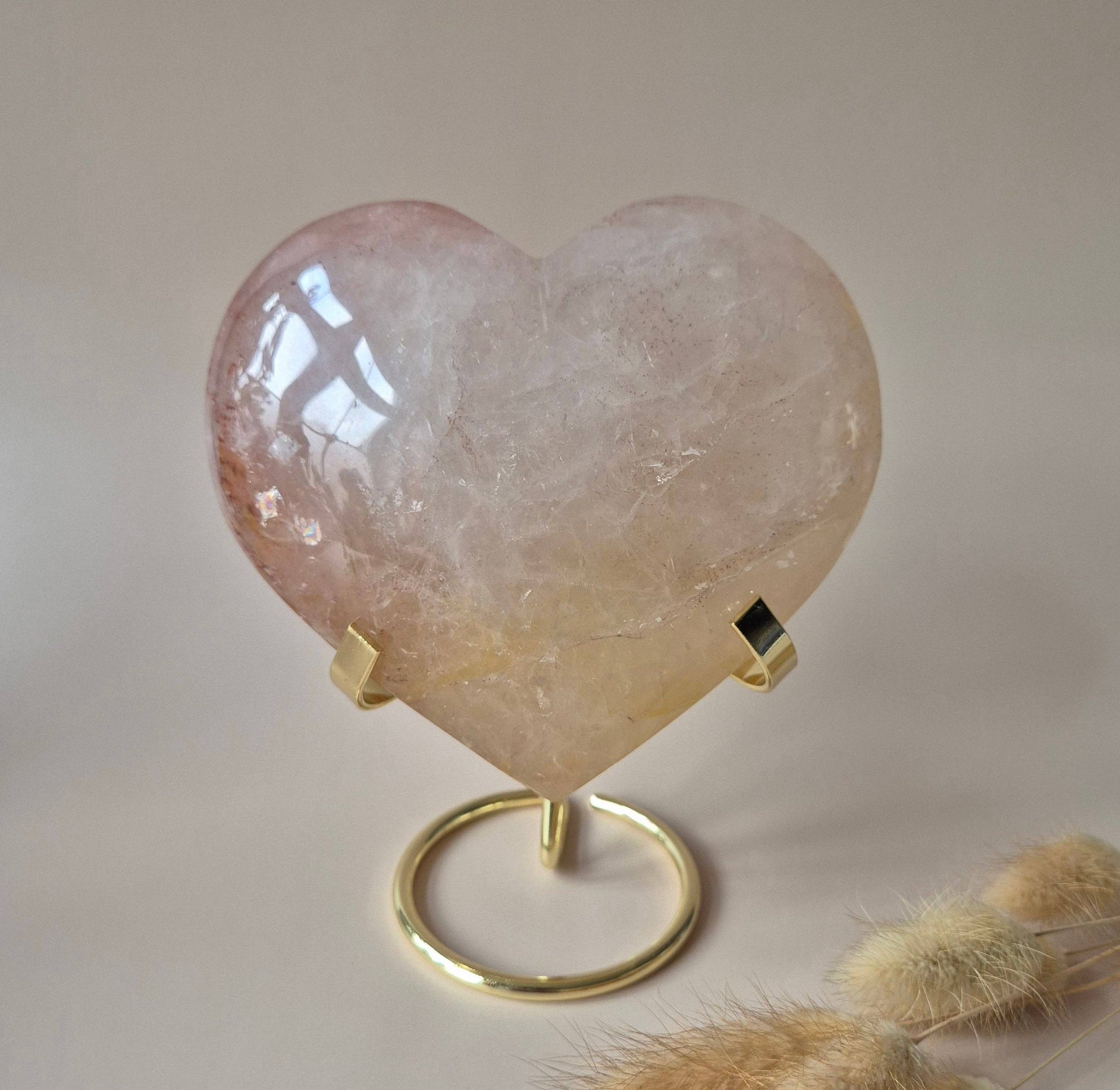 XXL Gran Corazón de Cuarzo de Fuego de Piedra Preciosa -1243 gramos de Cuarzo Hematoide