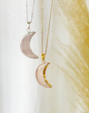 moon pendant with rose quartz gemstones