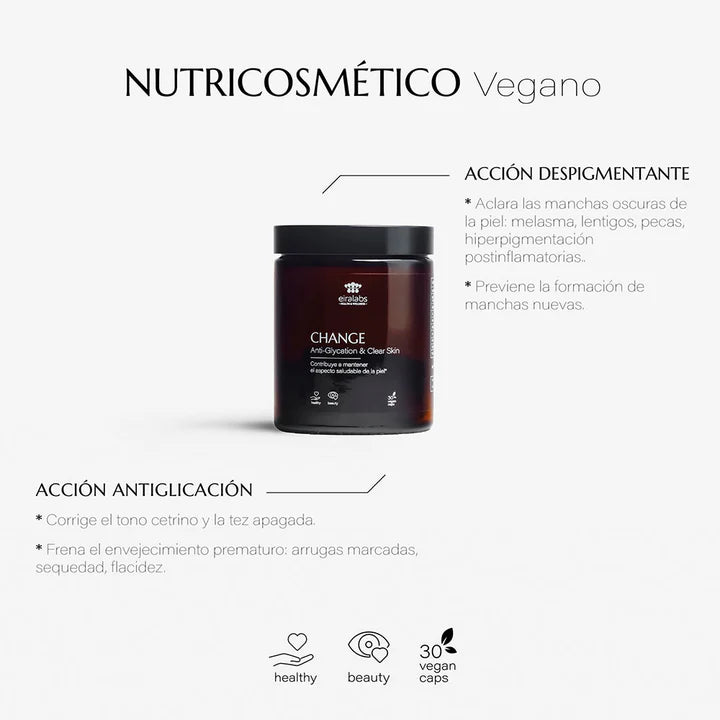 Change Nutritional Supplement Anti-Glycation &amp; Clear Skin 30 caps