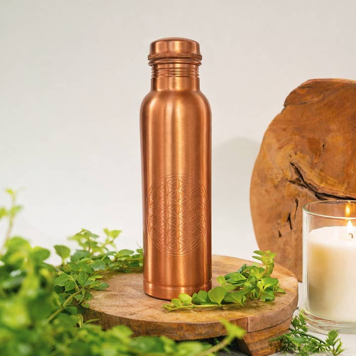Botella de cobre Flor de la Vida mate 1 L