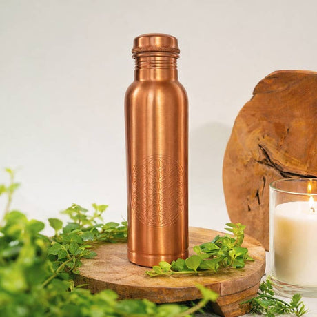 Botella de cobre Flor de la Vida mate 1 L