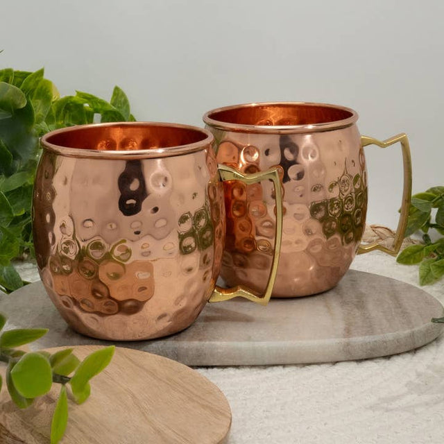 Set de 2 jarras de cobre martillado 470 ml