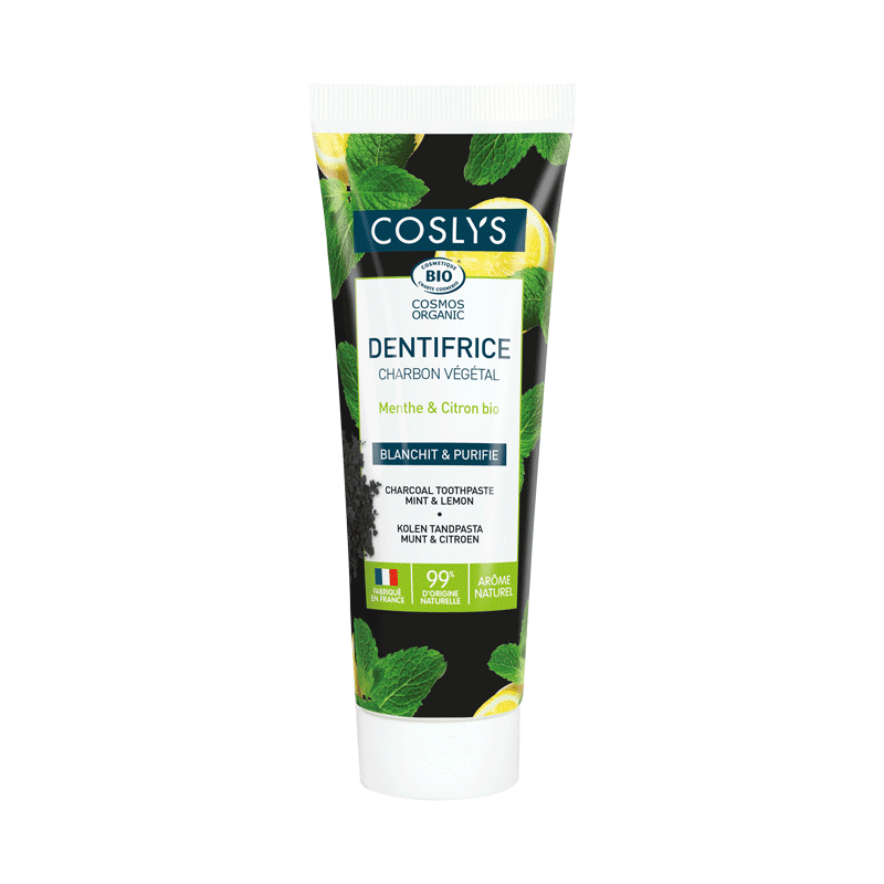 Coslys Dentífrico de carbón vegetal Menta y Limón 100 g