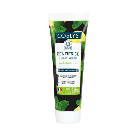 Coslys Dentífrico de carbón vegetal Menta y Limón 100 g