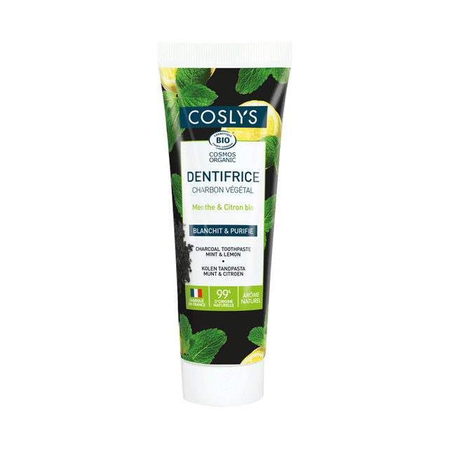Coslys Dentífrico de carbón vegetal Menta y Limón 100 g