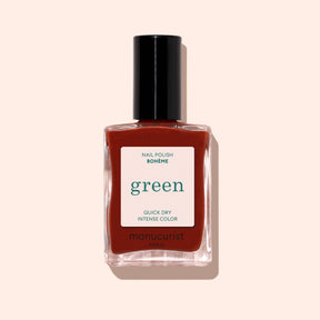 Frasco de esmalte de uñas Manucurist Green color Bohemia, un tono tierra rosado 84% natural en Biovardi.